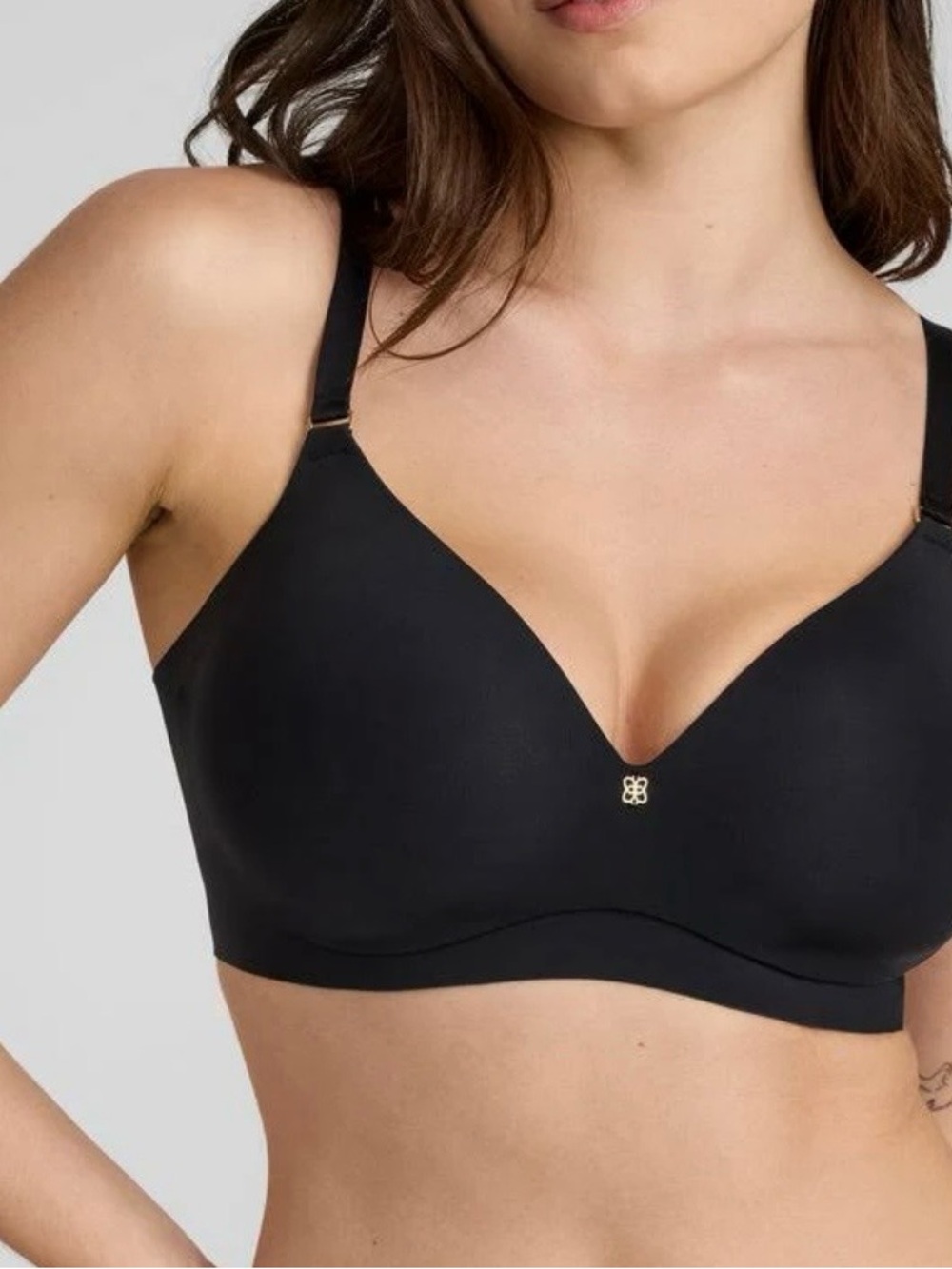 Honeylove Black Wireless Molded Cup Bra with Gold Hardware